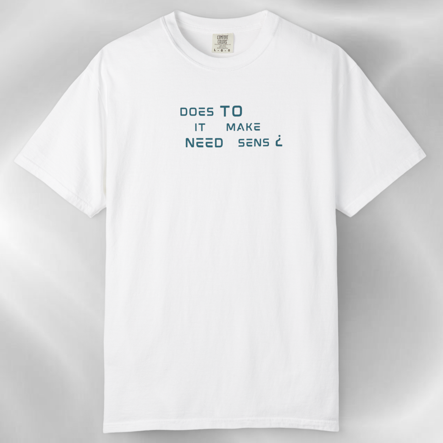 white printed t-shirt cotton premium quality, spiritually designed by neo revelation, presentation of a tshirt on a white grey background clean style minimalist