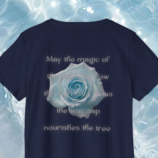 675HzWomen's Blue Rose Tee — "May the magic...nourishes the tree" Inspirational T-Shirt