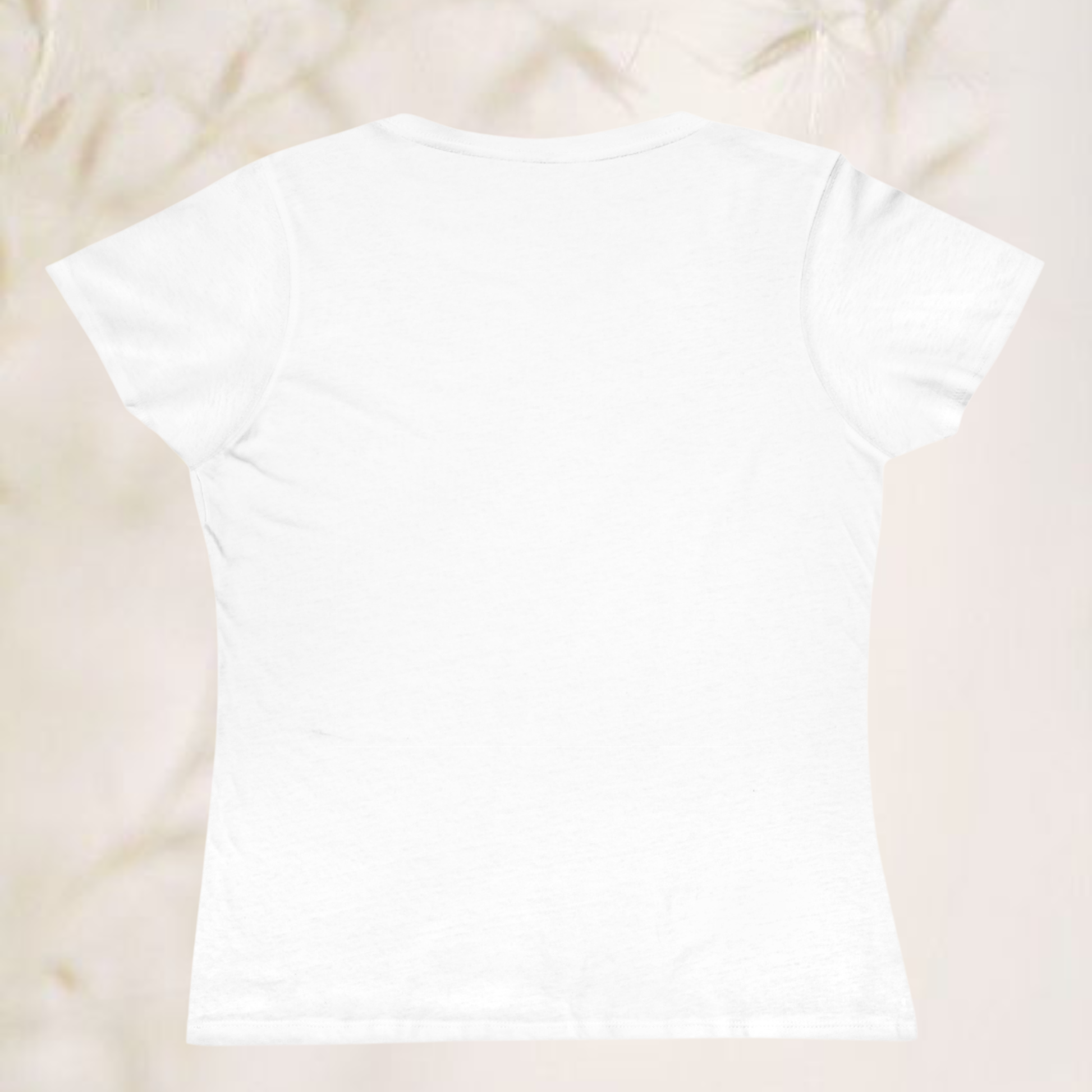 organic cotton tee back view white color on beige light background 