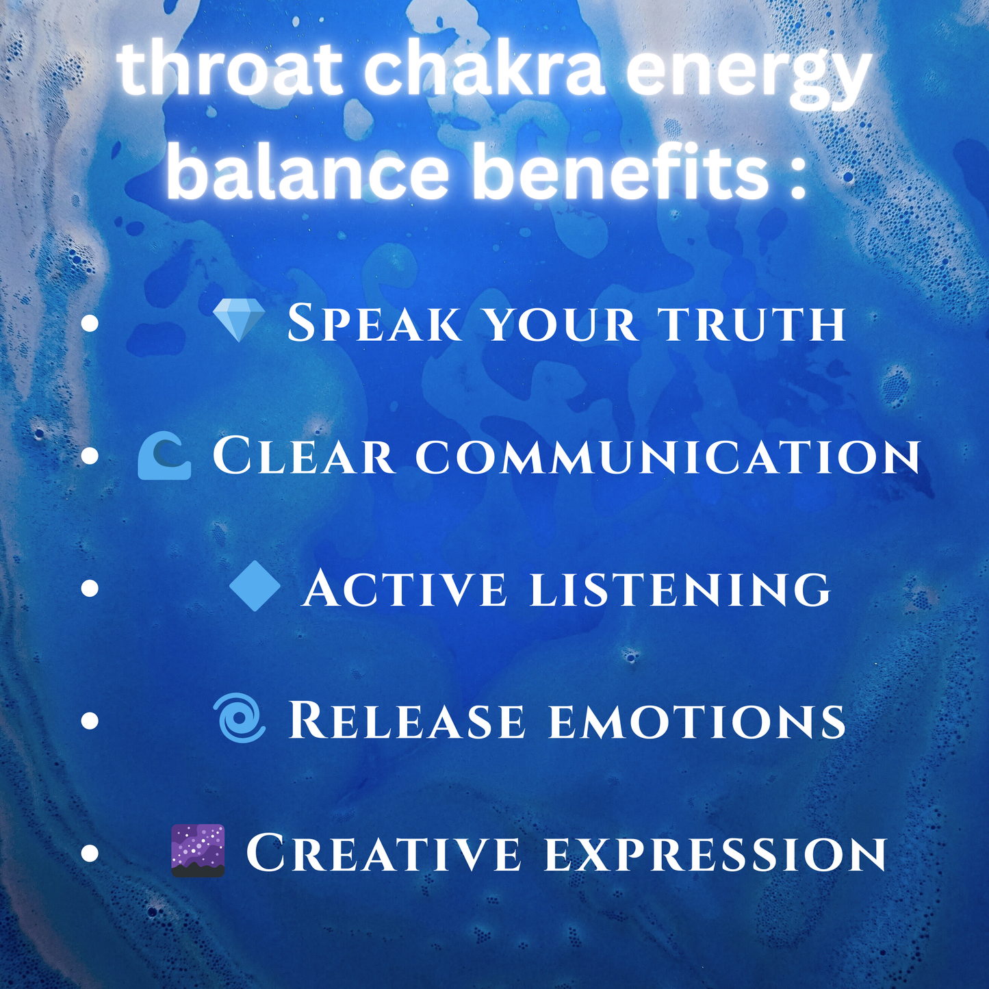 benefits of throw chakra balanced explained on a blue background