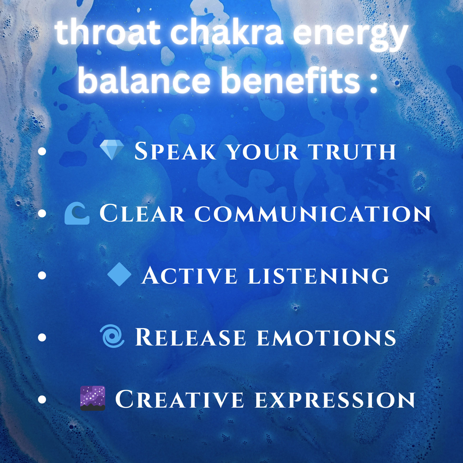 benefits of throw chakra balanced explained on a blue background